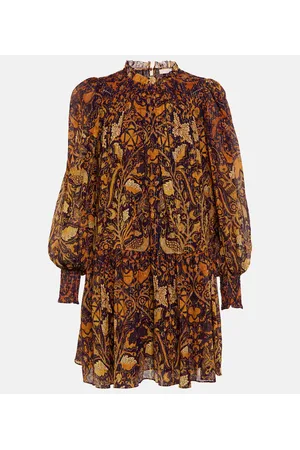 ULLA JOHNSON Miniabito Maja in chiffon con stampa