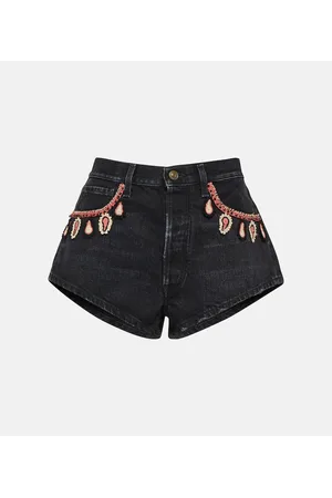 Alanui Shorts di jeans con ricamo