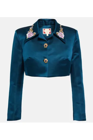 Miss Sohee Giacca cropped in seta con cristalli