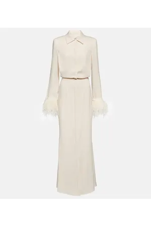 Roland Mouret Abito chemisier lungo in crêpe con piume