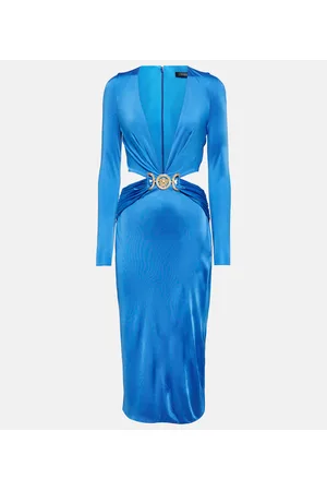 VERSACE Abito midi Medusa Biggie in satin con cut-out