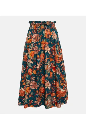 ULLA JOHNSON Gonna midi Kyra in cotone a vita alta