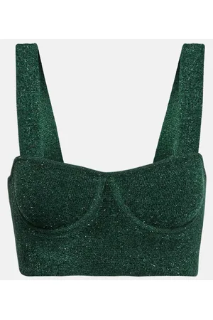 GALVAN Top cropped Moonlight in maglia lamé