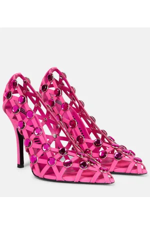 The Attico Pumps Grid in suede con cristalli