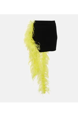 The Attico Minigonna in maglia con piume