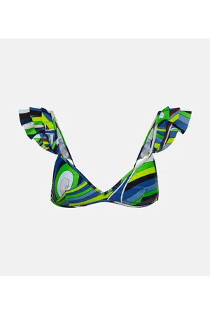 Puccini Top bikini con stampa e volant