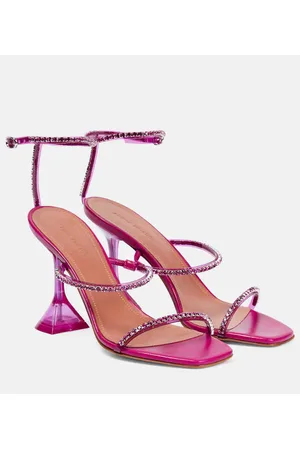Amina Muaddi Sandali Gilda Glass in pelle e PVC