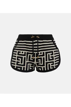 Balmain Shorts Monogram in misto lana e lino