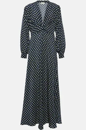 RIXO London Abito lungo Emory in seta a pois