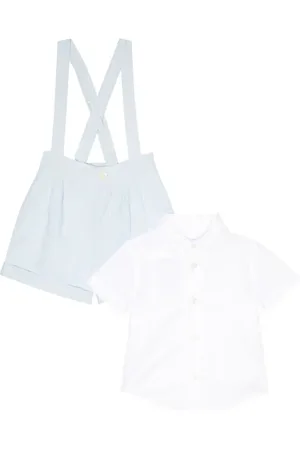 Ralph Lauren Baby - Camicia e salopette in cotone e lino
