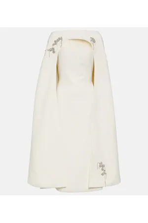 Safiyaa Bridal - Abito midi con mantella e cristalli
