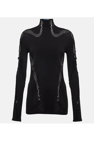 MUGLER Top a collo alto in mesh traforato