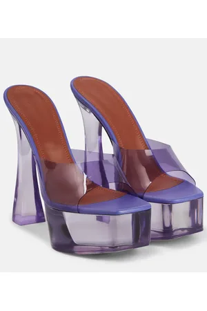 Amina Muaddi Sandali Dalida Glass in PVC con plateau