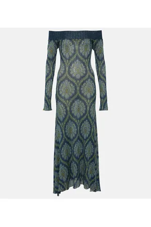 Etro Abito midi con scollo bardot e stampa