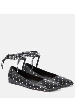 Amina Muaddi Ballerine Ane in pelle con cristalli