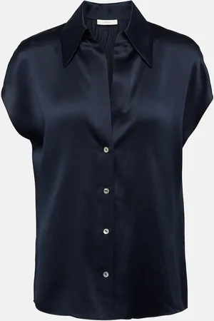 Vince Blusa in raso di seta con ruches