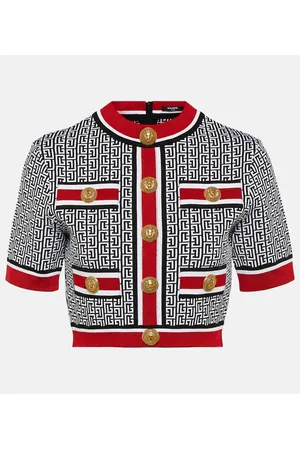 Balmain Top cropped in maglia