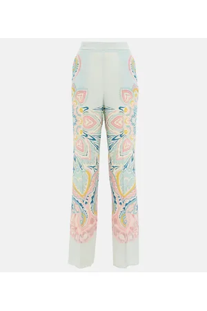 Etro Pantaloni in seta a vita alta paisley