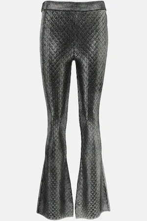 Paco rabanne Pantaloni flared a vita alta metallizzati