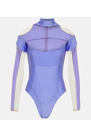 MUGLER Body in tulle con pannelli