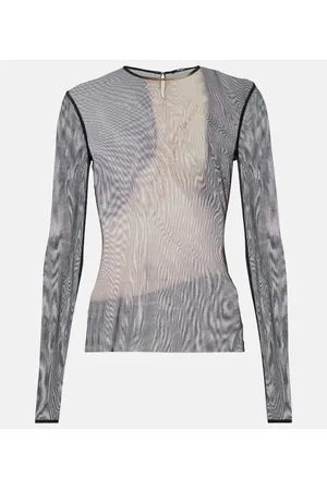 Balmain Top in tulle con stampa trompe-l