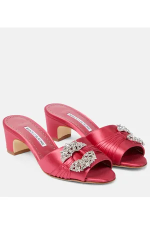 Manolo Blahnik Sandali Prinap in raso con cristalli