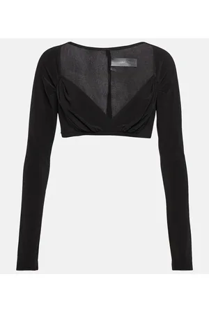 Norma Kamali Top cropped in jersey arricciato