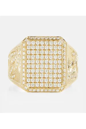 Rainbow K Anello Signet Flower in 18kt con diamanti