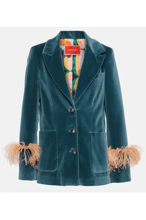 La DoubleJ Blazer in velluto di cotone con piume