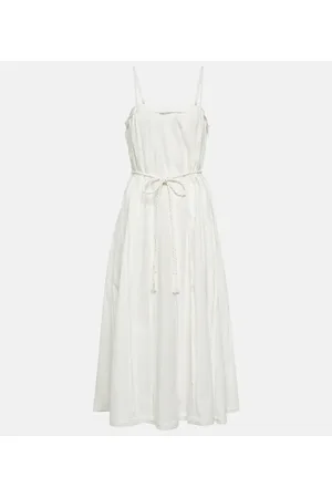 ULLA JOHNSON Abito midi Leela in popeline di cotone