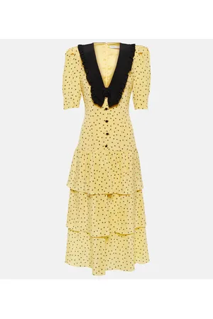 Alessandra Rich Abito midi in seta con stampa