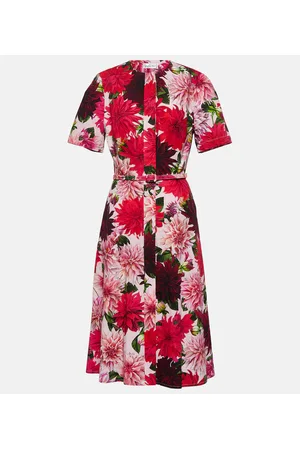 Oscar de la Renta Abito midi in popeline di misto cotone