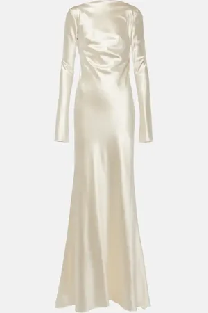 Danielle Frankel Bridal - Abito lungo Simone in raso di lana e seta