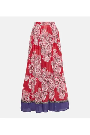 Etro Gonna lunga in cotone e seta a vita alta