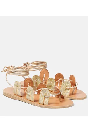 Ancient Greek Sandals Sandali Aristides in pelle metallizzata