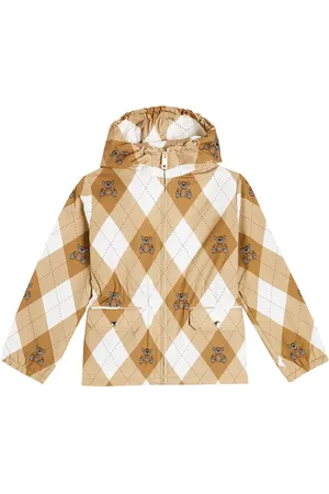 Burberry Giacca in cotone con stampa Argyle e Thomas Bear