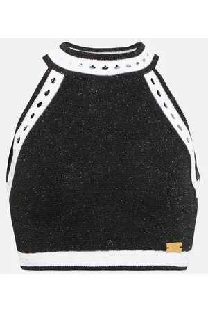 Balmain Top cropped in misto lana vergine