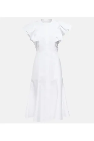 Chloé Chloé Abito midi in cotone con ruches