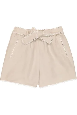 Chloé Chloé Kids Shorts in lino e cotone con ricamo