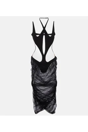 MUGLER Abito midi in jersey con cut-out