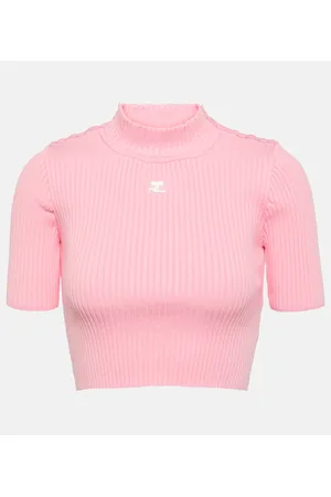 Courrèges Courrèges Pullover cropped in maglia a coste