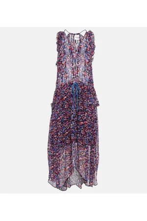 Marant Etoile Abito lungo Fadelo in chiffon con stampa