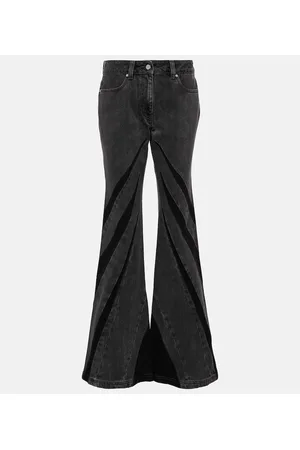 DION LEE Jeans flared a vita media con pinces
