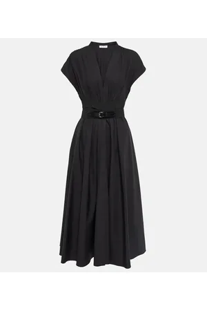 Alaïa Alaïa Abito midi in popeline di cotone con cintura