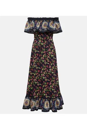 Etro Abito lungo in misto cotone con stampa