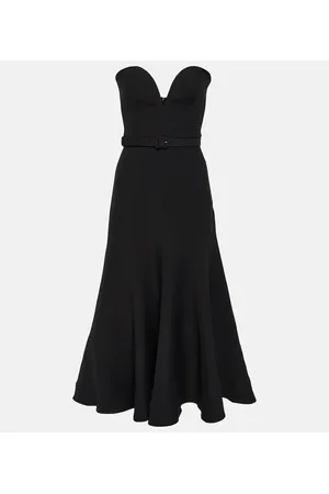 Roland Mouret Abito midi in lana e seta senza spalline