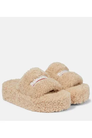 Balenciaga Sandali in shearling sintetico con logo