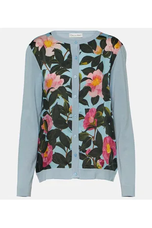 Oscar de la Renta Cardigan in misto seta con stampa