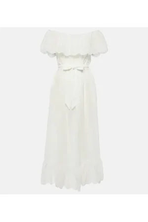 Marysia Abito midi in cotone con scollo bardot