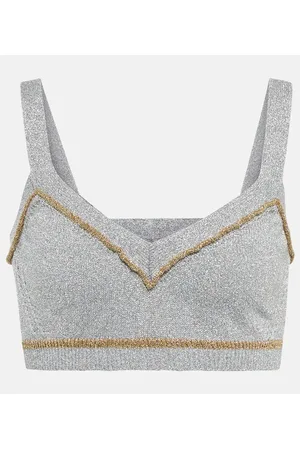 Paco rabanne Top cropped in maglia lamé